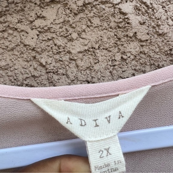 ADIVA Tops Size 2X Womens Sheer Front Lace Flare Tiered Sleeves Pink Nude - Picture 8 of 11